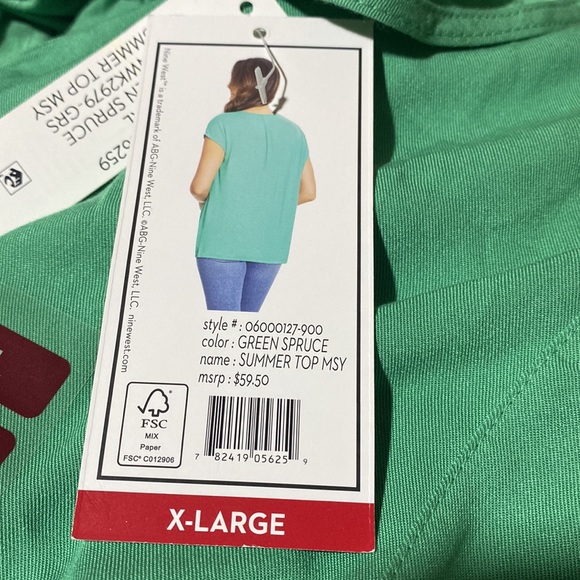 Nine West Ladies Top - Green Spruce - Size XL - NWT - Picture 5 of 8